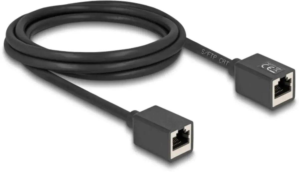 Delock 90331 RJ45 Câble réseau, câble patch CAT 6a S/FTP 2.00 m noir avec rallonge 1 pc(s) de Delock en Noir – photo produit