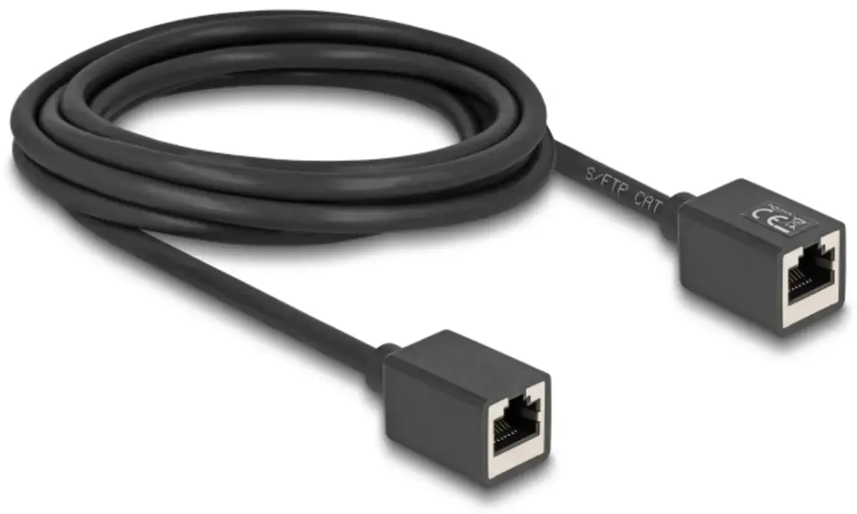 Delock 90332 RJ45 Câble réseau, câble patch CAT 6a S/FTP 3.00 m noir blindé 1 pc(s) de Delock – photo produit