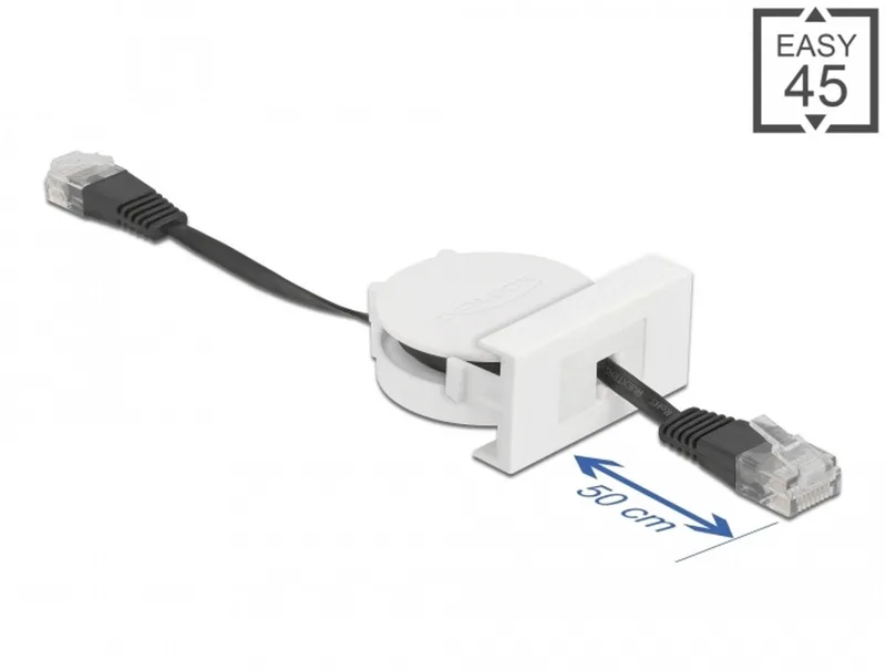 Easy 45 Module Network Retractable Cable RJ45 Cat.5e black från Delock i Svart – produktbild