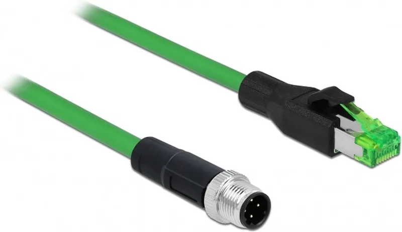 M12 4-pins D-gecodeerd - RJ45 industriële netwerkkabel - Profinet / PVC - 2 meter från Delock i Grön – produktbild