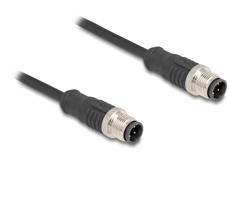M12 4-pins D-gecodeerde industriële netwerkkabel | CAT5e | PVC | 5 meter by Delock in Black – product photo