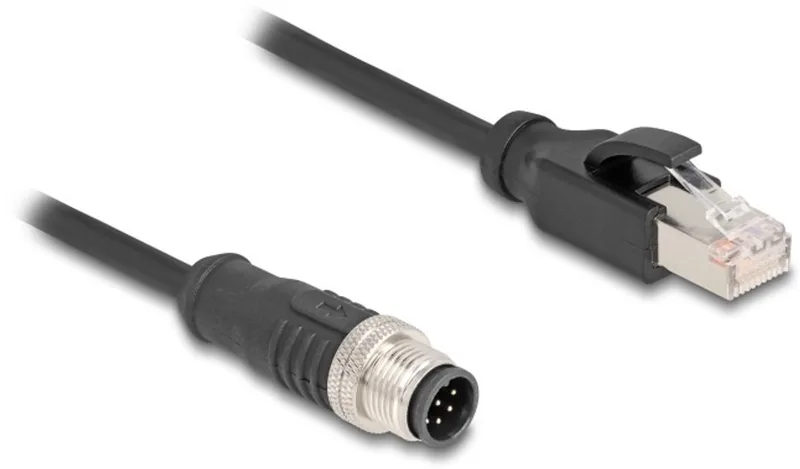 M12 8-pins A-gecodeerd (m) - RJ45 (m) industriële netwerkkabel | CAT5e | PVC | 2 meter från Delock i Svart – produktbild