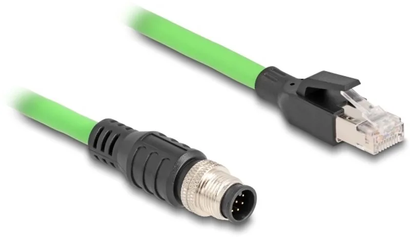 M12 8-pins A-gecodeerd (m) - RJ45 (m) industriële netwerkkabel | CAT5e | PUR | 2 meter van Delock in Groen – productfoto