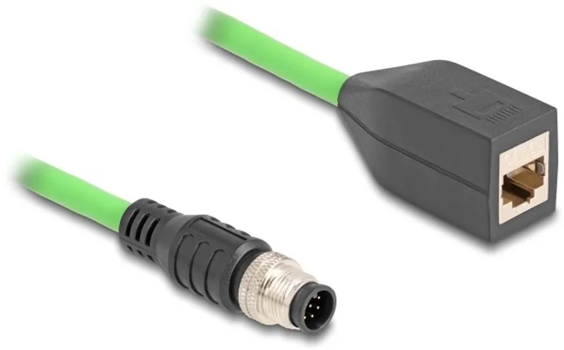 M12 8-pins A-gecodeerd (m) - RJ45 (v) industriële netwerkkabel | CAT5e | PUR | 0,50 meter van Delock in Groen – productfoto