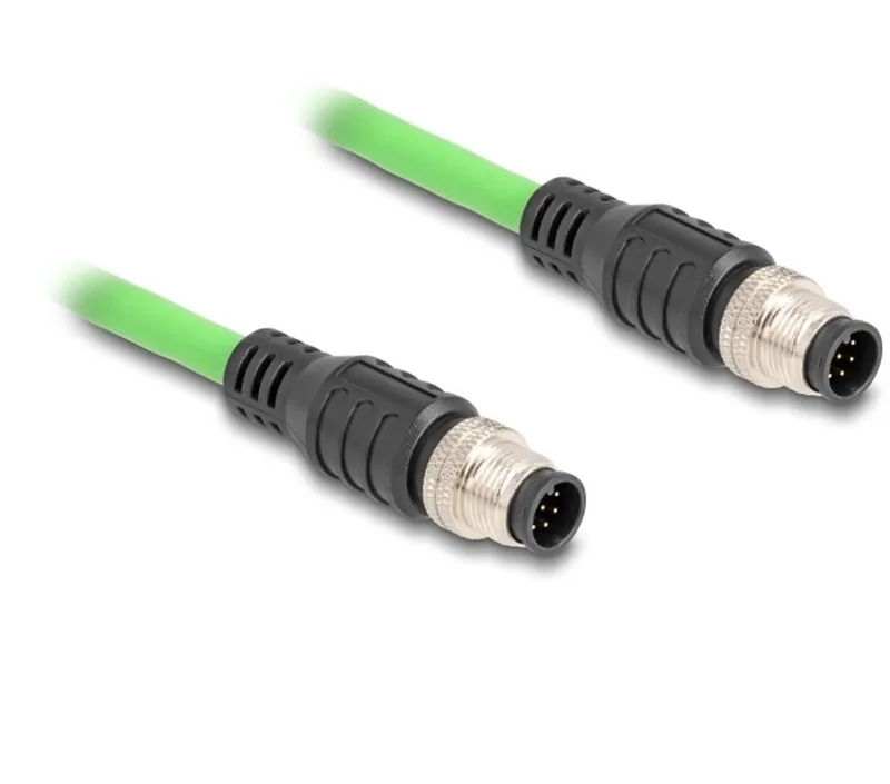 M12 8-pins A-gecodeerde industriële netwerkkabel | CAT5e | PUR | 1 meter by Delock in Green – product photo