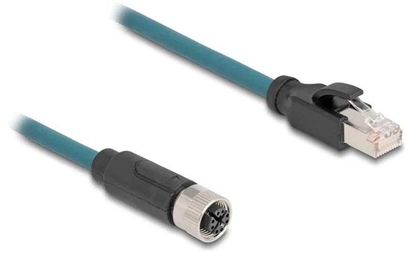 M12 8-pins X-gecodeerd (v) - RJ45 (m) industriële netwerkkabel | CAT6a | PUR | 0,50 meter från Delock i Blå – produktbild