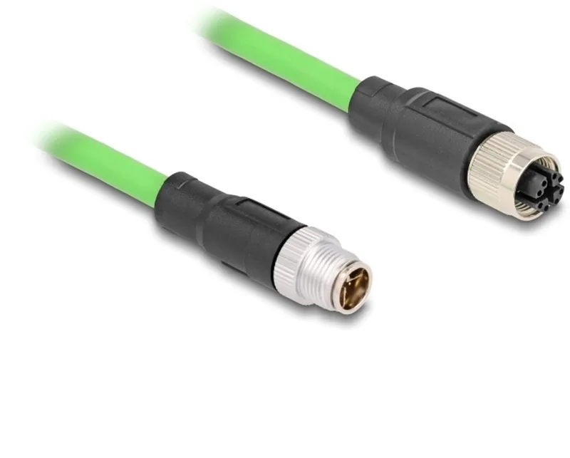 M12 8-pins X-gecodeerde industriële netwerk verlengkabel | CAT6a | PUR | 2 meter von Delock in Grün – Produktfoto