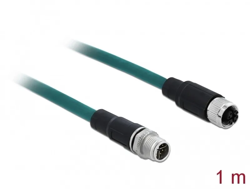 M12 8-pins X-gecodeerde industriële netwerk verlengkabel - CAT6a / TPU PUR - 1 meter by Delock in Green – product photo