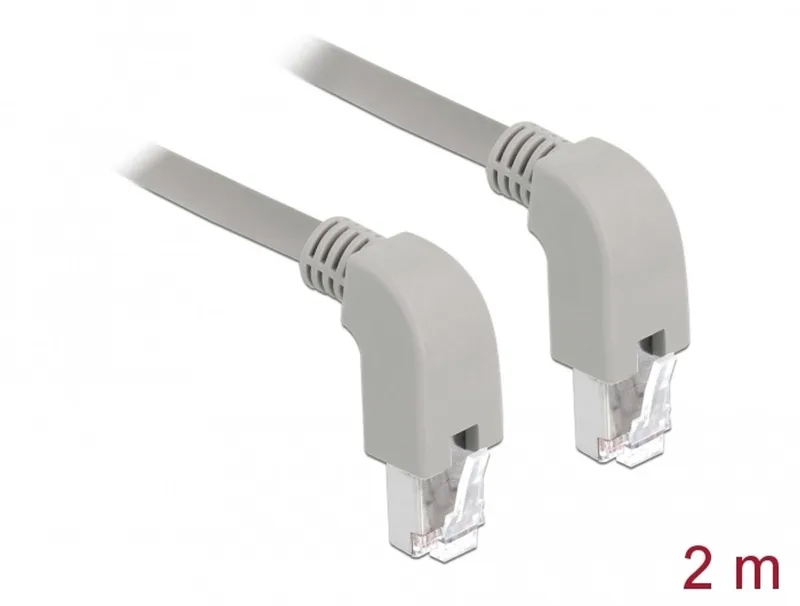Network cable RJ45 Cat.5e SF/UTP downwards / downwards angled 2 m från Delock i Grå – produktbild