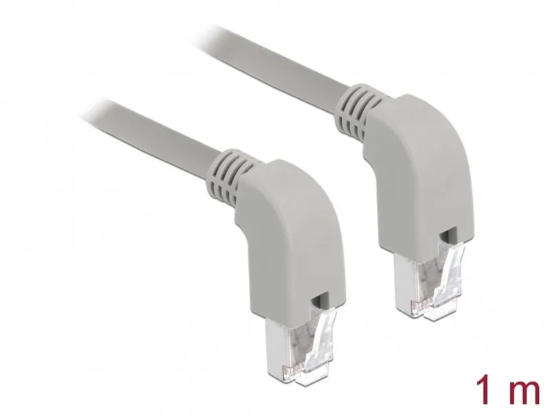 Network cable RJ45 Cat.5e SF/UTP downwards / downwards angled 1 m från Delock i Grå – produktbild