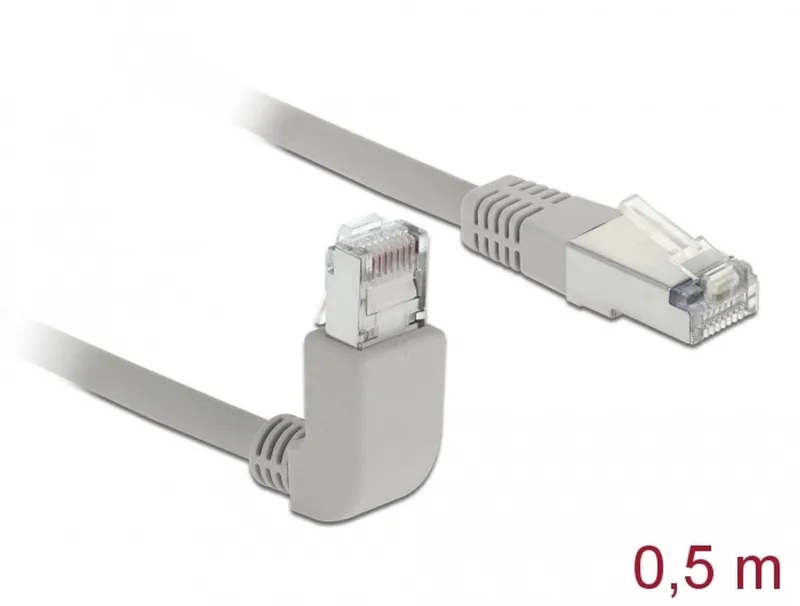 Network cable RJ45 Cat.5e SF/UTP upwards angled / straight 0,5 m de Delock en Gris – photo produit
