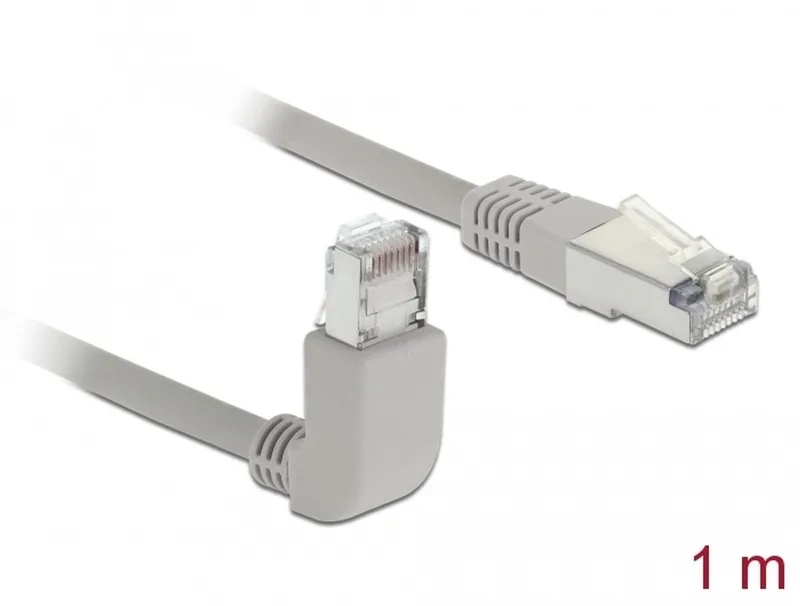Network cable RJ45 Cat.5e SF/UTP upwards angled / straight 1 m de Delock en Gris – photo produit
