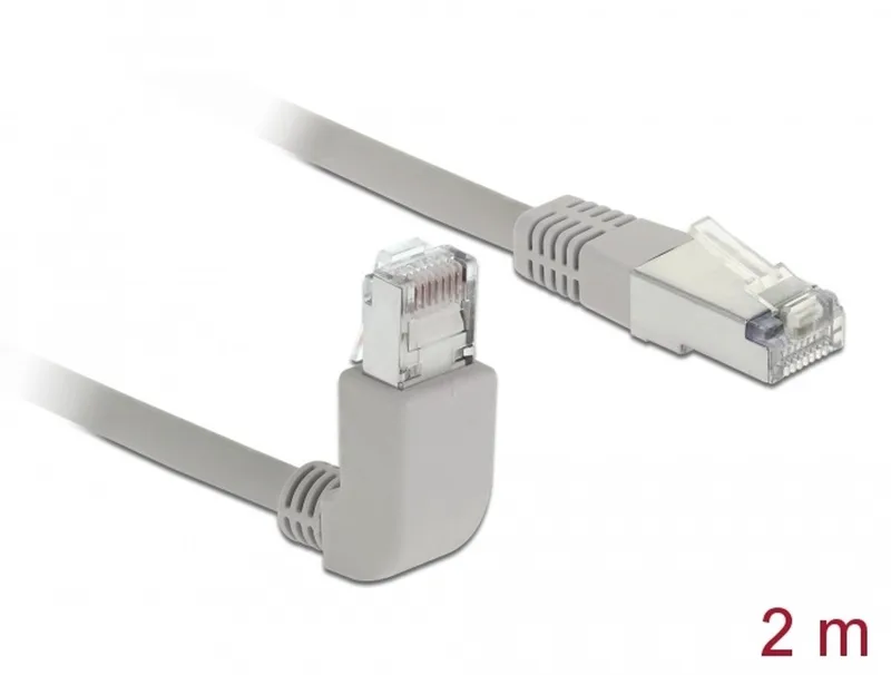 Network cable RJ45 Cat.5e SF/UTP upwards angled / straight 2 m från Delock i Grå – produktbild