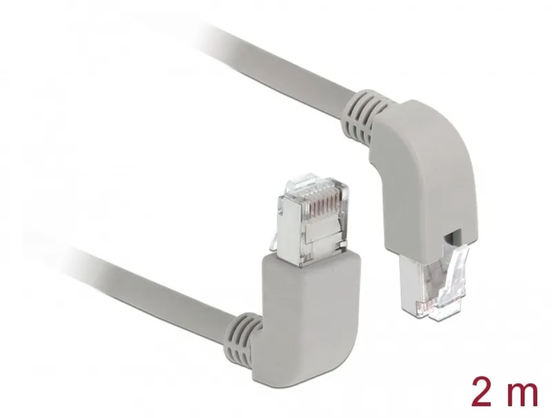 Network cable RJ45 Cat.5e SF/UTP upwards / downwards angled 2 m de Delock en Gris – photo produit