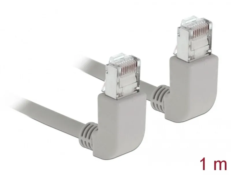 Network cable RJ45 Cat.5e SF/UTP upwards / upwards angled 1 m från Delock i Grå – produktbild