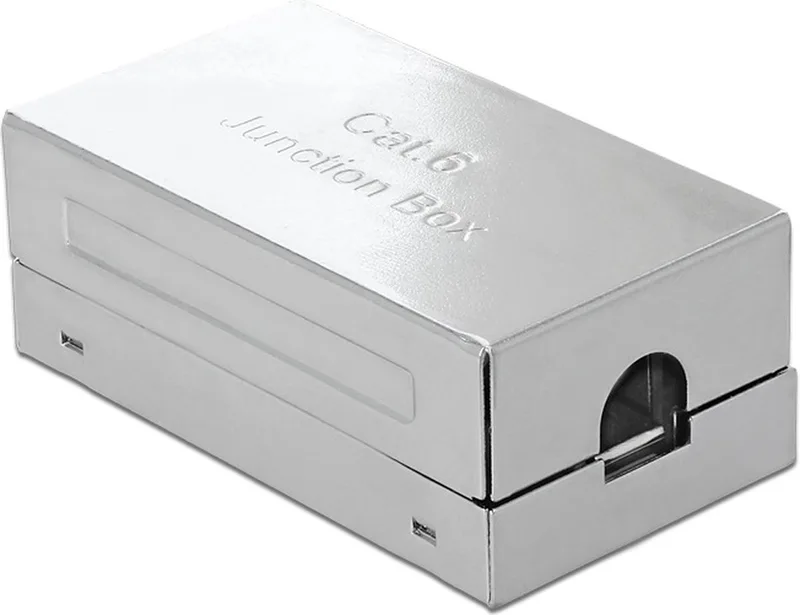 Premium verbindingsbox voor F/UTP / S/FTP CAT6 netwerkkabel / metaal by Delock in Grey – product photo