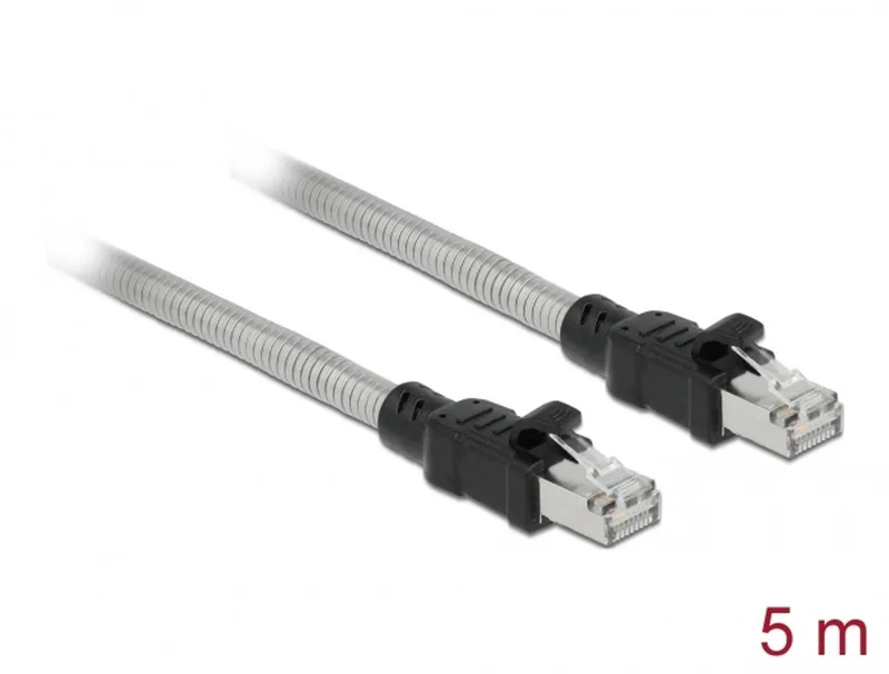 RJ45 Cable Cat.6A U/FTP with metal jacket 5 m von Delock in Silber – Produktfoto