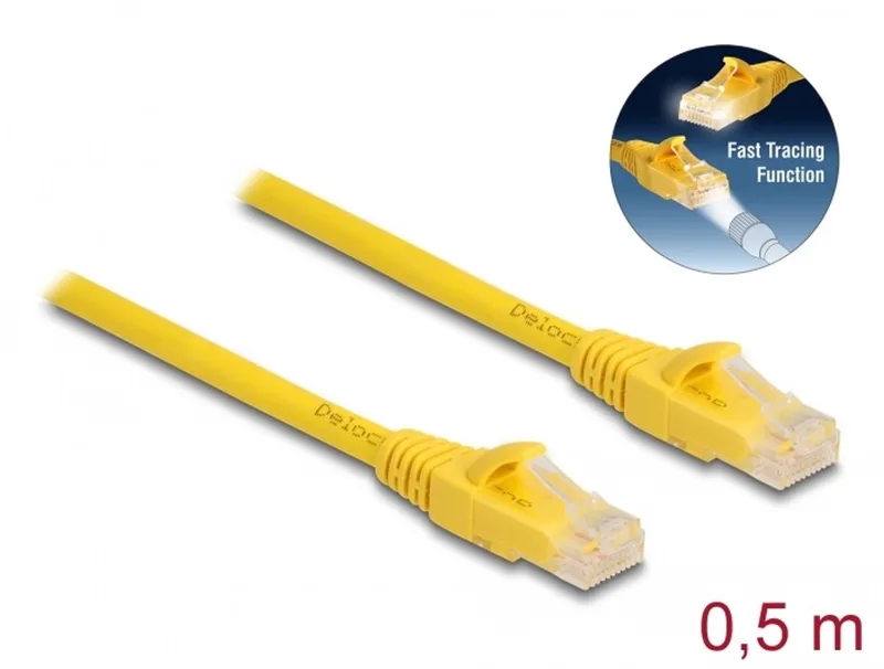 RJ45 Cable Cat.6A U/UTP Fast Tracing 0.5 m by Delock in Yellow – product photo