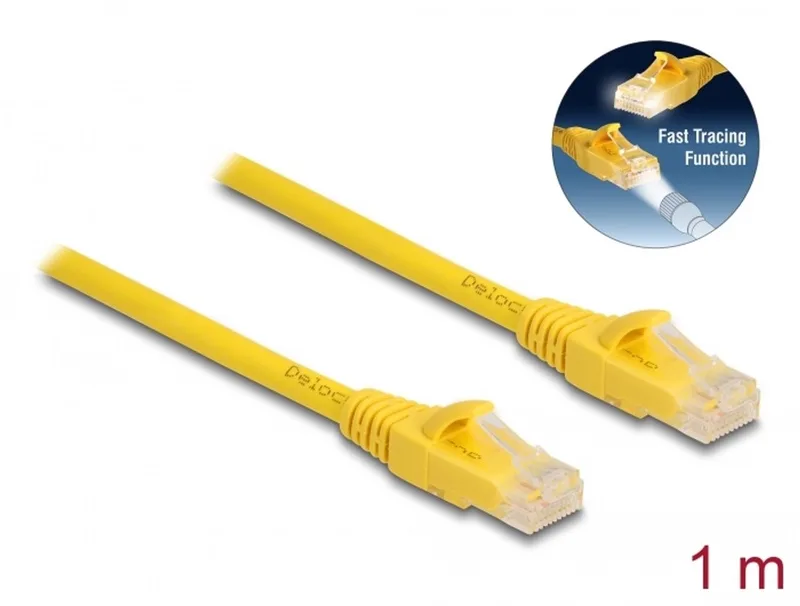 RJ45 Cable Cat.6A U/UTP Fast Tracing 1 m von Delock in Gelb – Produktfoto