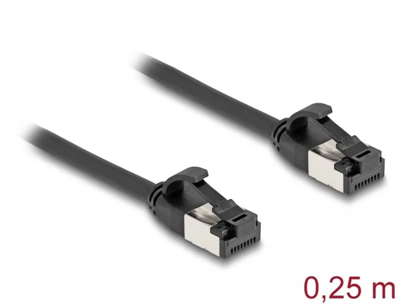 RJ45 Cable plug to plug Cat.8.1 flexible 0.25 m black by Delock in Black – product photo