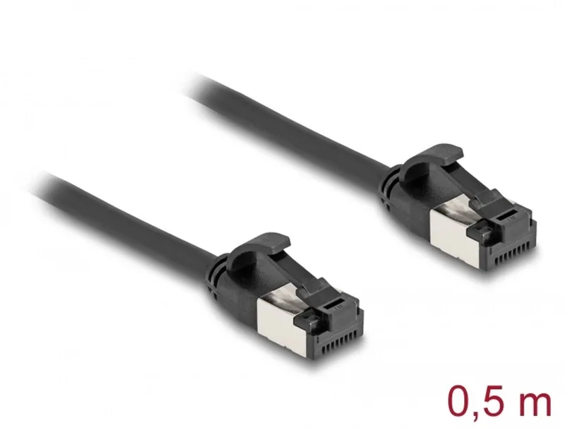 RJ45 Cable plug to plug Cat.8.1 flexible 0.5 m black van Delock in Zwart – productfoto