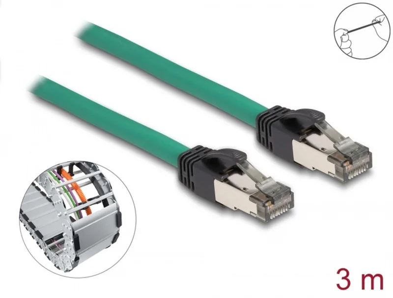 RJ45 Cable PROFINET SF/UTP 3 m von Delock in Grün – Produktfoto