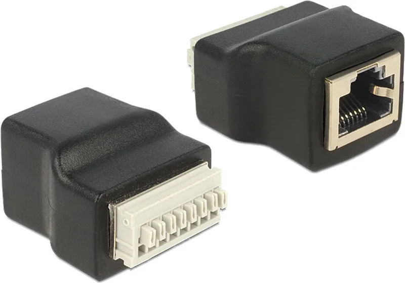 RJ45 druk connector voor U/UTP CAT5e / CAT6 netwerkkabel - per stuk van Delock in Zwart – productfoto