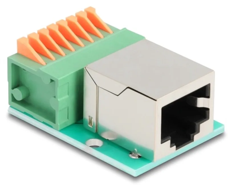 RJ45 female to Terminal Block with push-button Cat.5e by Delock in Green – product photo