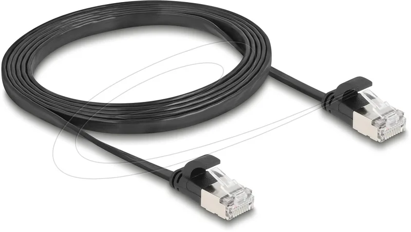 RJ45 Flat Patch Cable plug to plug Cat.6A 1.5 m black by Delock in Black – product photo