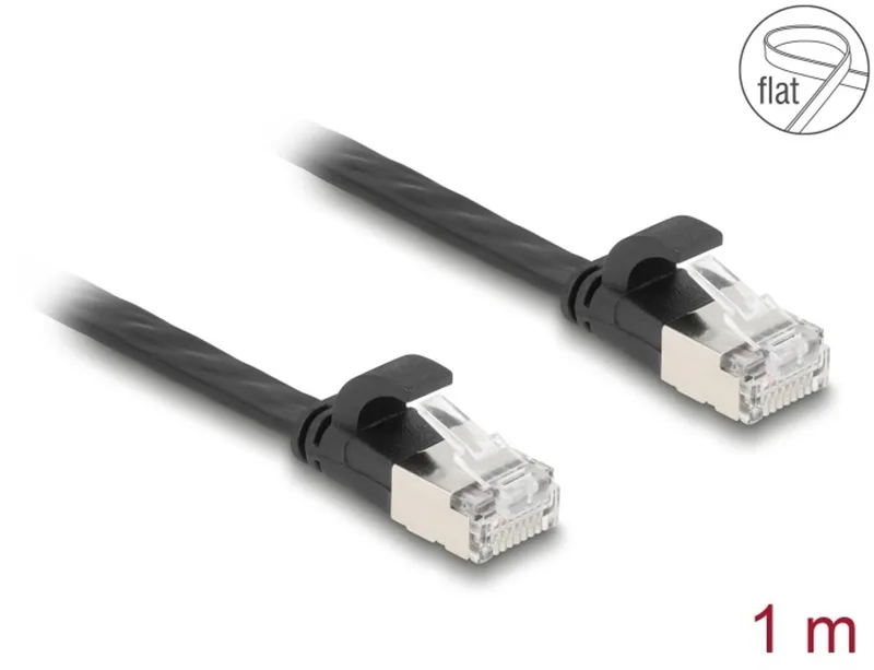 RJ45 Flat Patch Cable plug to plug Cat.6A 1 m black by Delock in Black – product photo