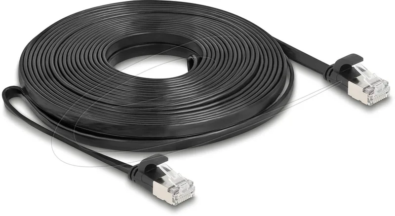 RJ45 Flat Patch Cable plug to plug Cat.6A 10 m black by Delock in Black – product photo