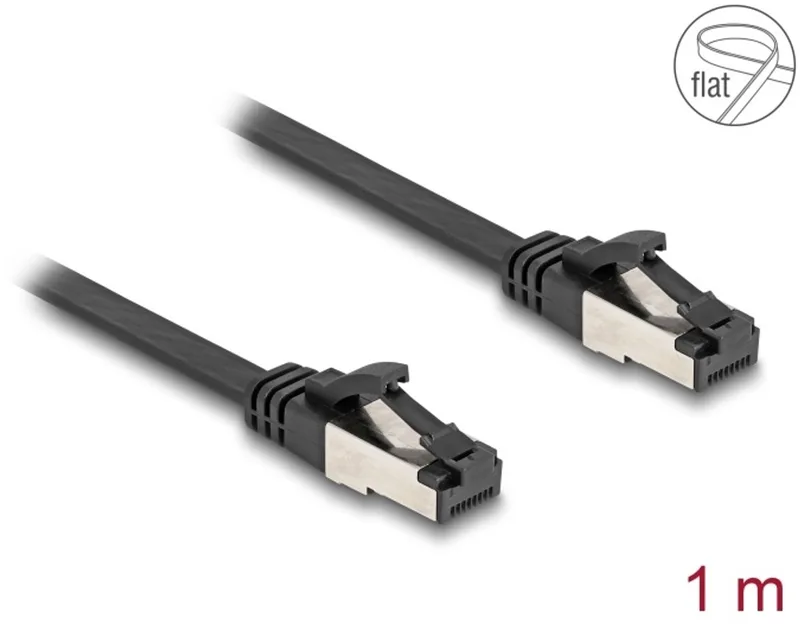 RJ45 Flat Patch Cable plug to plug Cat.8.1 flexible 1 m black van Delock in Zwart – productfoto