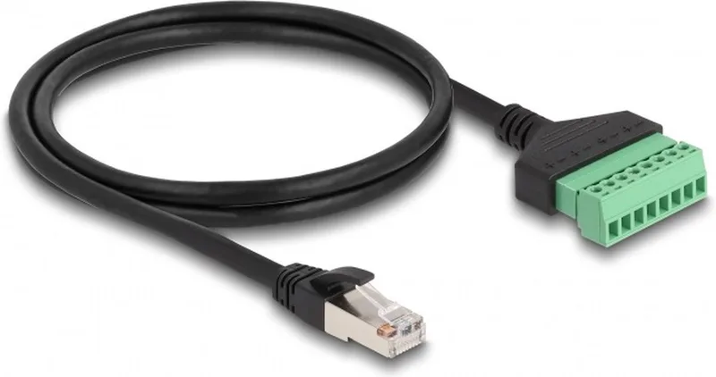 RJ45 (m) - Terminal Block (2-delig) kabel - U/UTP - CAT6 Gigabit / 1 meter van Delock in Zwart – productfoto