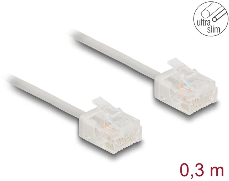 RJ45 Network Cable Cat.6 UTP Ultra Slim 0.3 m grey with short plugs by Delock in Grey – product photo