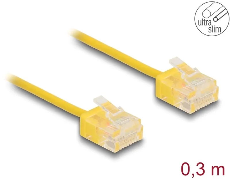RJ45 Network Cable Cat.6 UTP Ultra Slim 0.3 m yellow with short plugs van Delock in Geel – productfoto