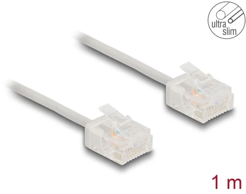 RJ45 Network Cable Cat.6 UTP Ultra Slim 1 m grey with short plugs by Delock in Grey – product photo