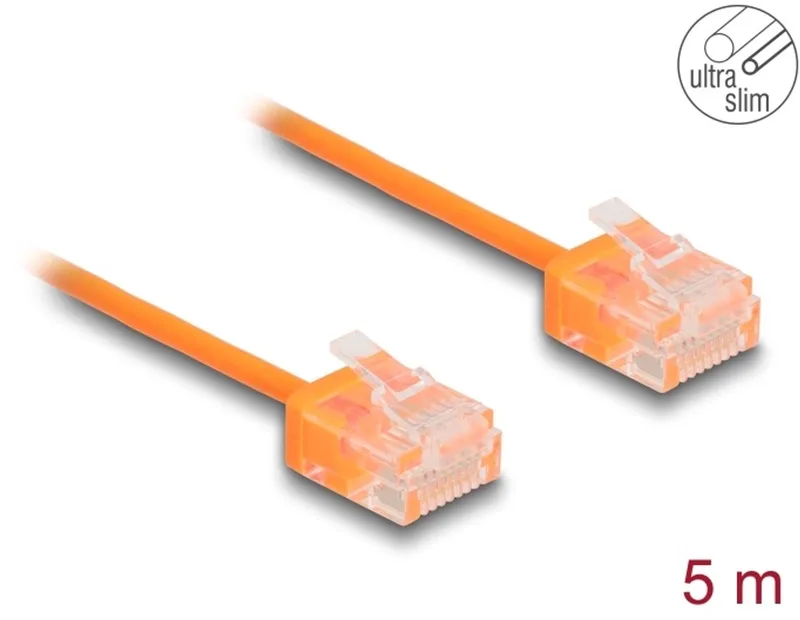 RJ45 Network Cable Cat.6 UTP Ultra Slim 5 m orange with short plugs by Delock in Orange – product photo