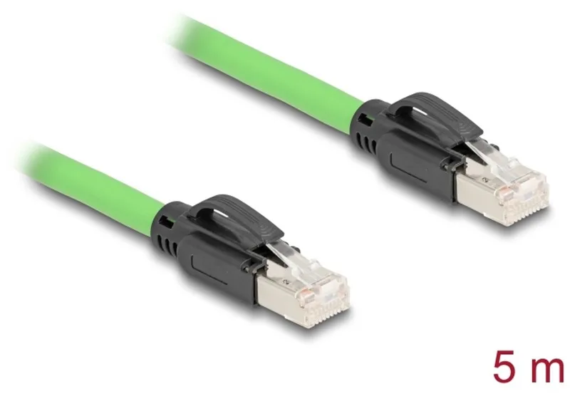 RJ45 Network Cable Cat.6A plug to plug SF/UTP suitable for drag chains PUR (TPU) 5 m green de Delock en Vert – photo produit
