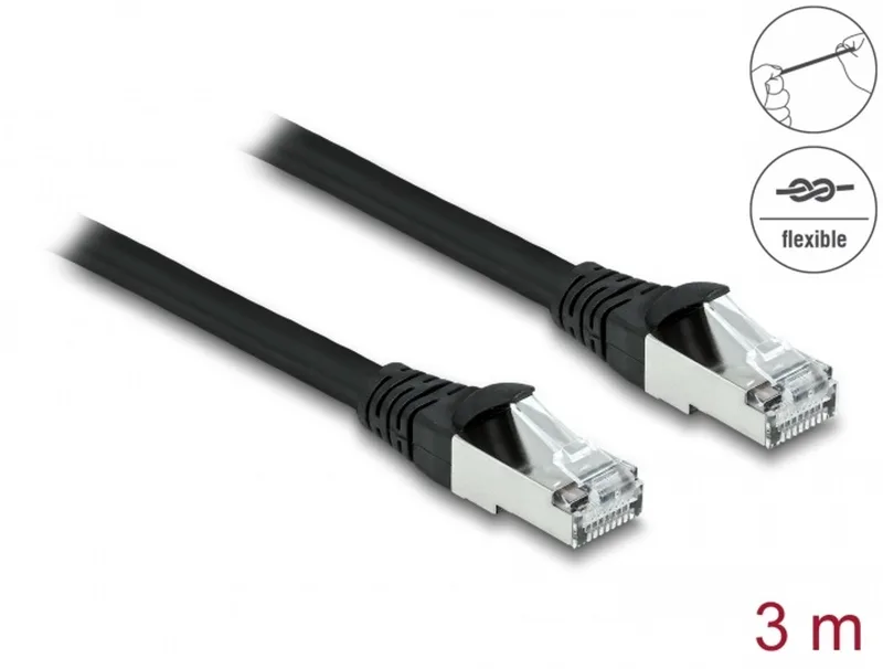 RJ45 Network Cable Cat.6A S/FTP PUR Outdoor 3 m black by Delock in Black – product photo
