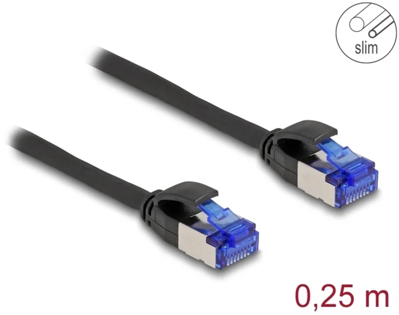 RJ45 Network Cable Cat.6A S/FTP Slim 0.25 m black by Delock in Black – product photo