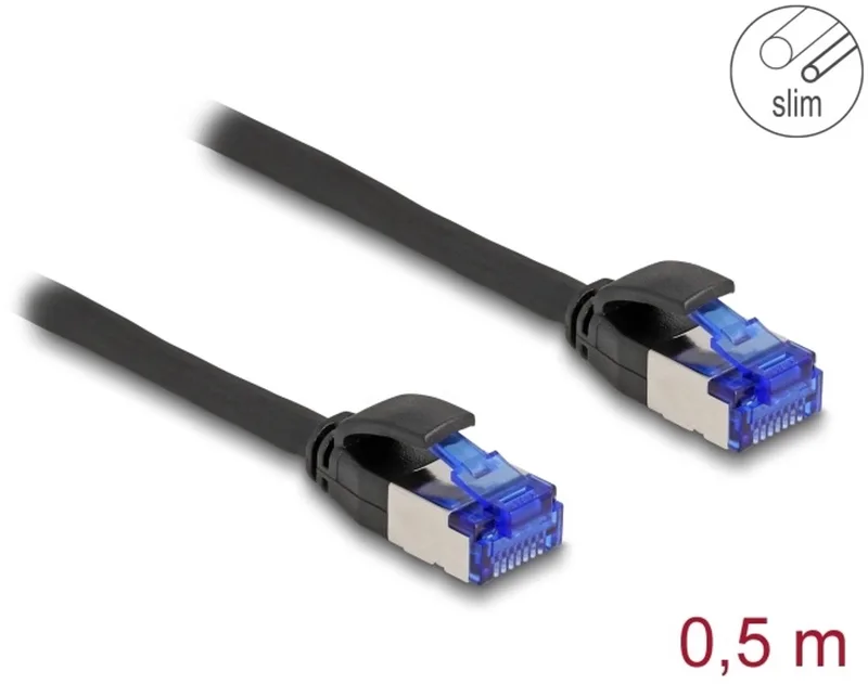 RJ45 Network Cable Cat.6A S/FTP Slim 0.5 m black de Delock en Noir – photo produit