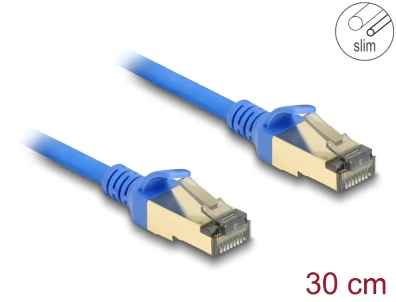 RJ45 Network Cable Cat.8.1 F/FTP Slim 0.3 m blue van Delock in Blauw – productfoto