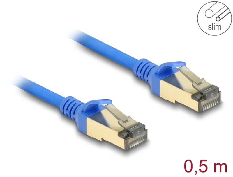 RJ45 Network Cable Cat.8.1 F/FTP Slim 0.5 m blue by Delock in Blue – product photo