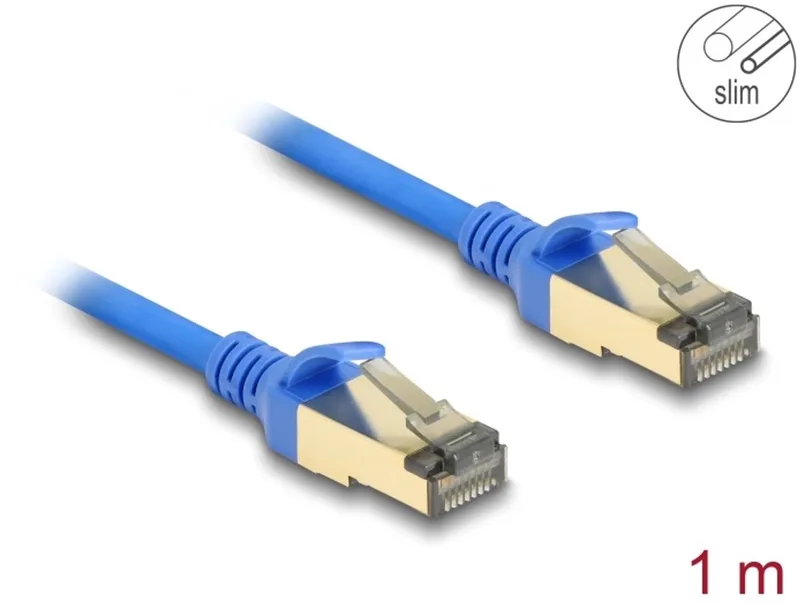 RJ45 Network Cable Cat.8.1 F/FTP Slim 1 m blue van Delock in Blauw – productfoto