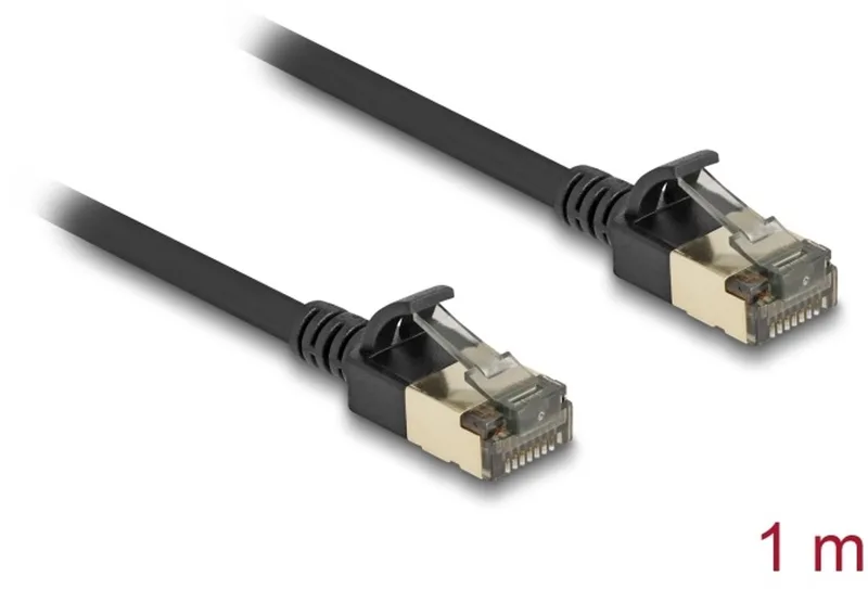 RJ45 Network Cable Cat.8.1 F/FTP Slim Pro 1 m black van Delock in Zwart – productfoto