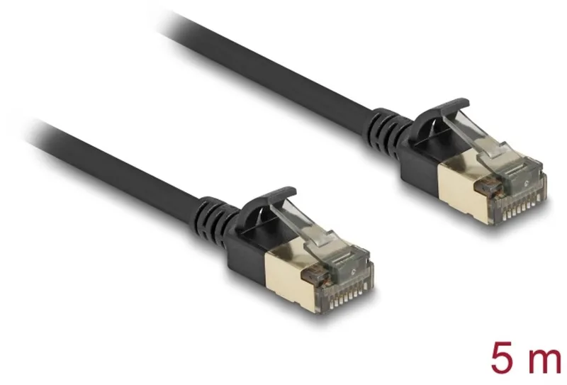 RJ45 Network Cable Cat.8.1 F/FTP Slim Pro 5 m black van Delock in Zwart – productfoto