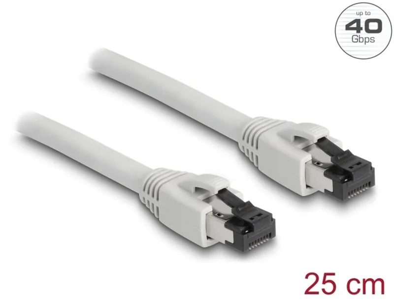 RJ45 Network Cable Cat.8.1 S/FTP 0.25 m up to 40 Gbps grey från Delock i Grå – produktbild