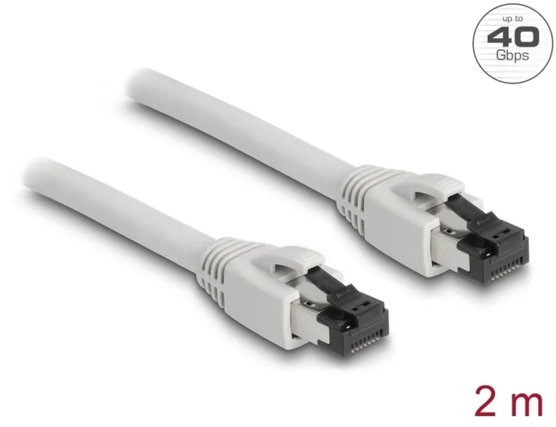 RJ45 Network Cable Cat.8.1 S/FTP 2 m up to 40 Gbps grey från Delock i Grå – produktbild