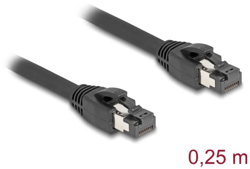 RJ45 Network Cable Cat.8.1 S/FTP 25 cm up to 40 Gbps black de Delock en Noir – photo produit