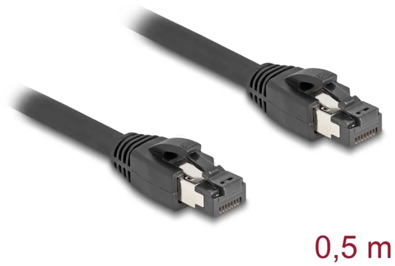 RJ45 Network Cable Cat.8.1 S/FTP 50 cm up to 40 Gbps black by Delock in Black – product photo